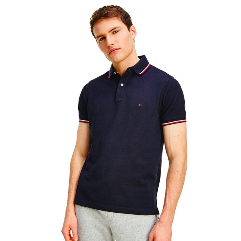 TOMMY TIPPED POLO BLEU MARINE TOMMY TIPPED POLO BLEU MARINE